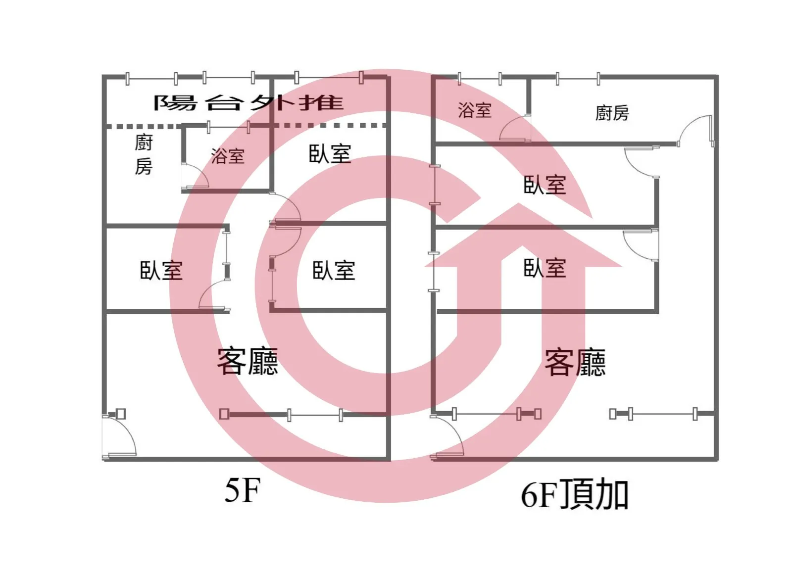 鶯桃路商圈近市場翻新頂加五房美寓 第 2 張