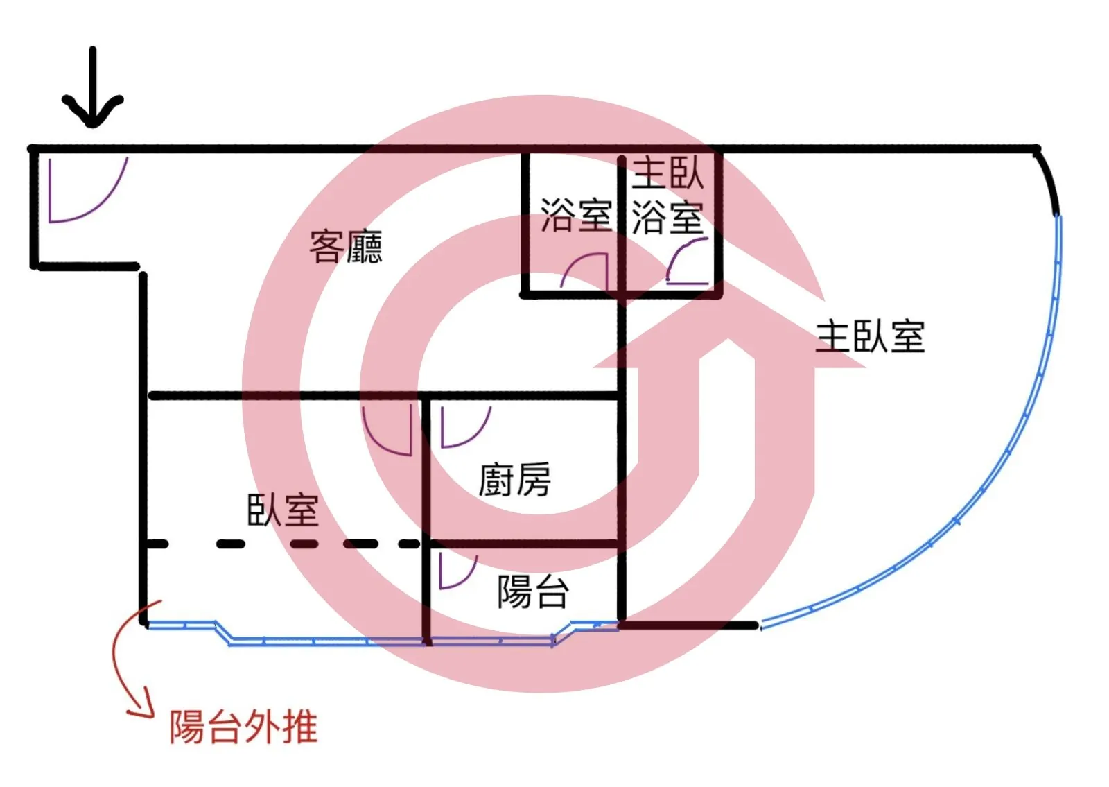 中壢火車站500米 34坪雙面採光大兩房 第 2 張